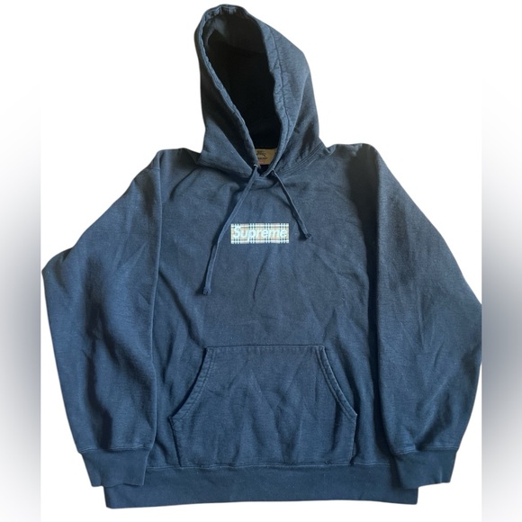 Supreme Other - Burberry x Supreme 2022 Black Hoodie size XL GUC